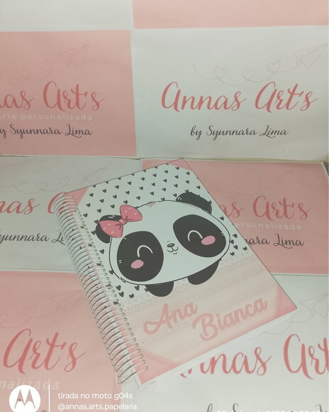 Caderno Colegial 18x26 Panda Menina