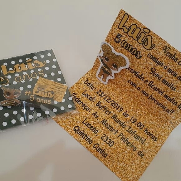 Convite + Individual + Balinha Lol Surprise Bee 10 Unidades