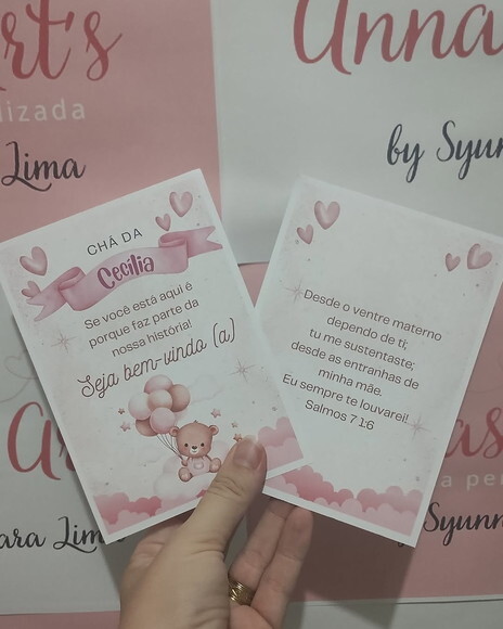Convite Simples Ursa Baby 20 Unidades