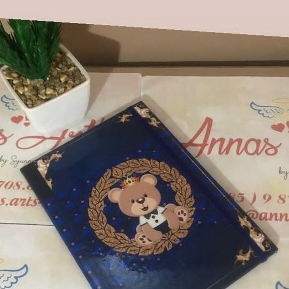 Porta Documentos ou Certidão Urso Realeza Azul Escuro