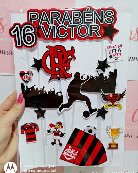 Topo de Bolo Flamengo Rubro Negro