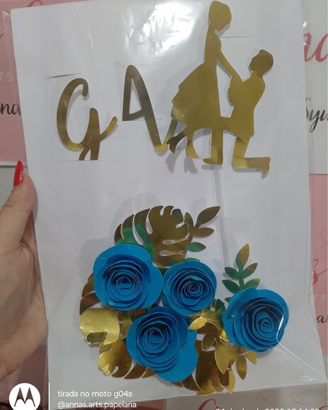 Topo de Bolo Flores de Inical Casamento