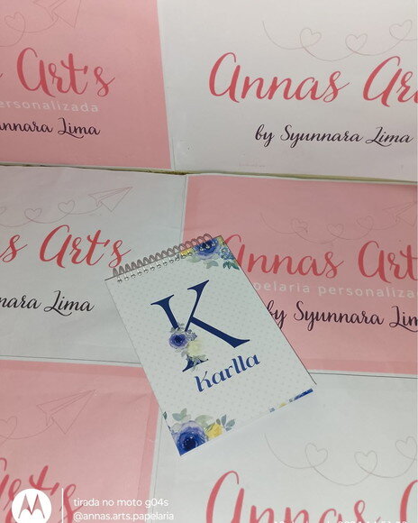 Bloco Capa Dura 10x15 Alfabeto Floral Azul