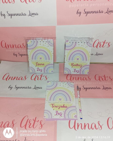 Bloco Capa Dura 10x15 com Caneta ou Lápis Arco Iris
