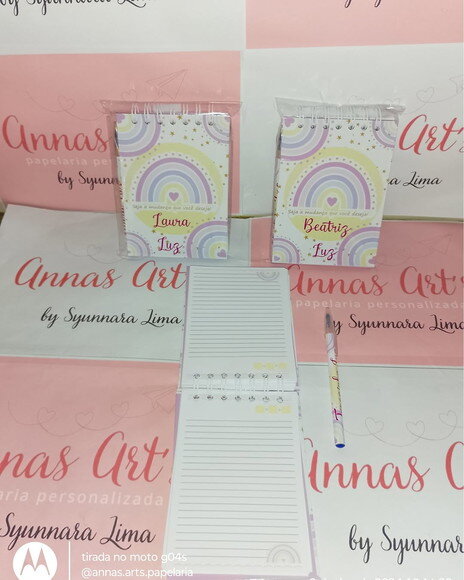 Bloco Capa Dura 10x15 com Caneta ou Lápis Arco Iris