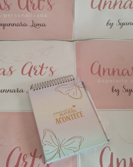 Bloco Capa Dura 10x15 com Caneta ou Lápis Frases com Borbole