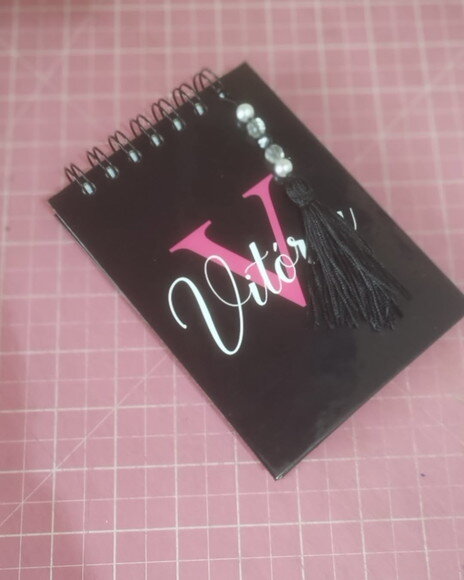 Bloco Capa Dura 10x15 Preto, Rosa e Branco
