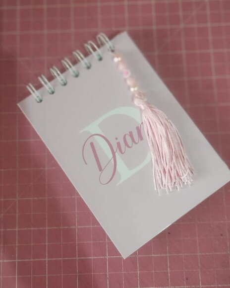 Bloco Capa Dura 10x15 Rosa Bebe e Branco
