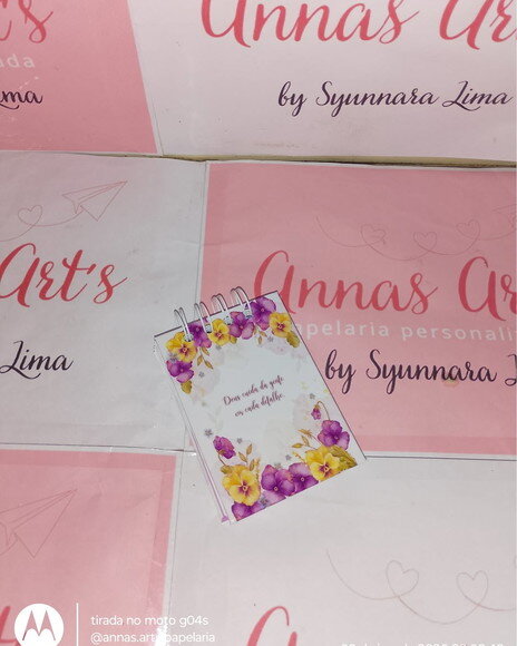 Bloco Capa Dura 8x10 Floral Lilás e Rosa