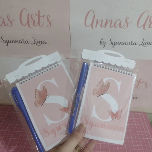 Bloco Capa Mole 10x15 com Caneta ou Lápis Borboletas