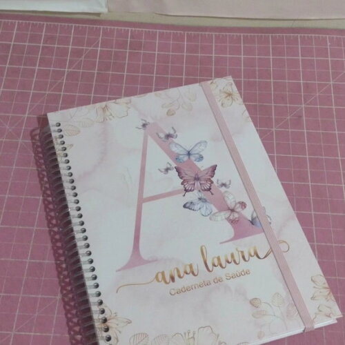 Caderneta de Vacina Alfabeto Floral Rose Gold