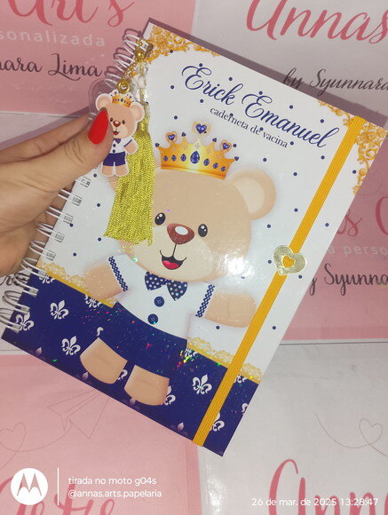 Caderneta de Vacina Urso Realeza Azul Escuro