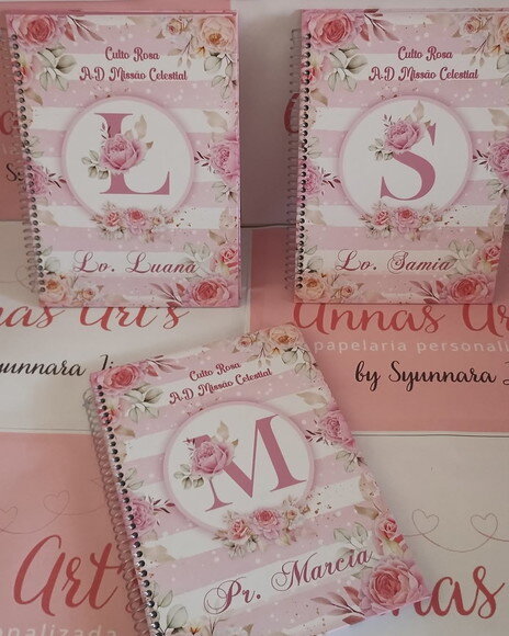 Caderno 15x21 Alfabeto Floral Rosa