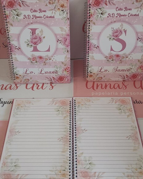 Caderno 15x21 Alfabeto Floral Rosa