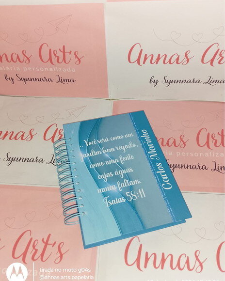 Caderno 15x21 Azul Claro e Branco