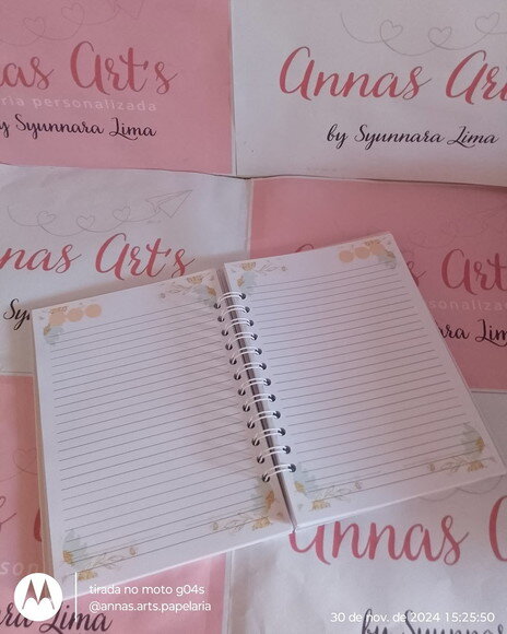 Caderno 15x21 Floral Verde Água
