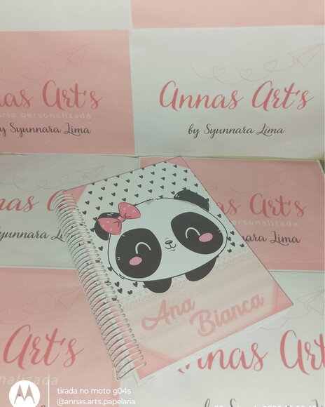 Caderno Colegial 18x26 Panda Menina