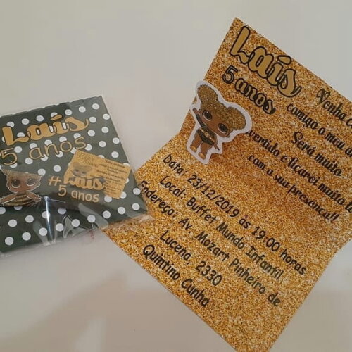 Convite + Individual + Balinha Lol Surprise Bee 10 Unidades