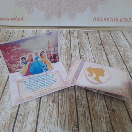 Convite Poup Up Princesas da Disney 10 Unidades