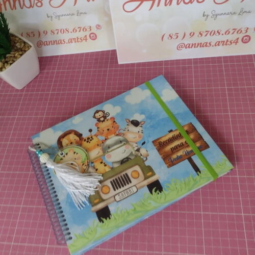 Livro de Recadinhos ou Mensagens Safari Menino