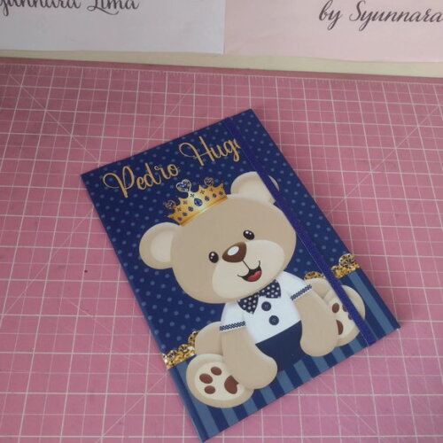Porta Certidão Urso Realeza Azul Escuro