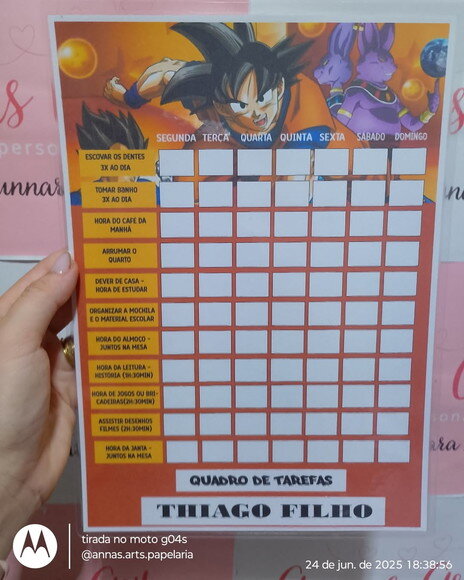 Quadro de Tarefas 21x28 Dragon Ball Z