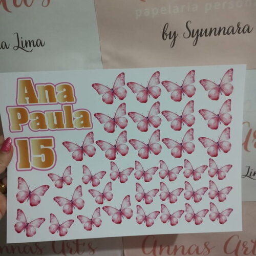 Topo de Bolo Borboletas Rosa