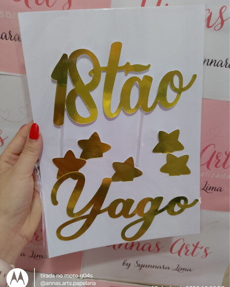 Topo de Bolo Dourado