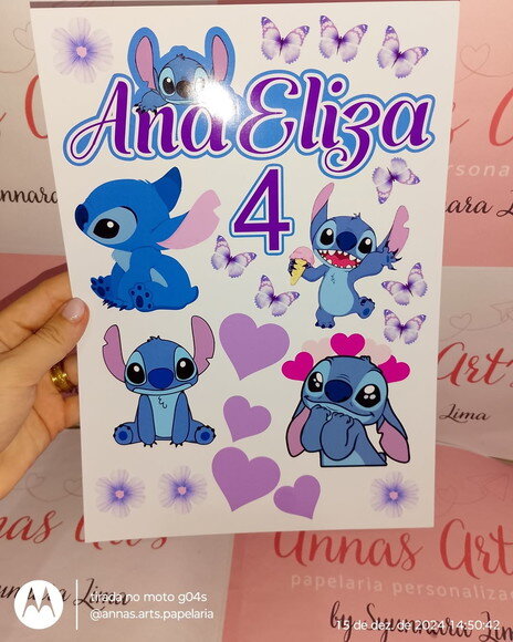 Topo de Bolo Stitch Menina