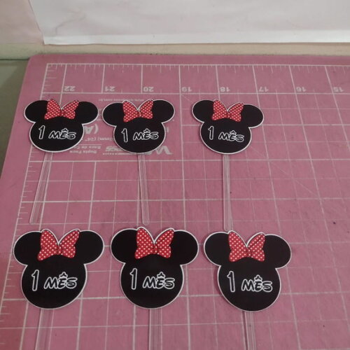 Topper de Doces ou Cupcake Minnie 20 Unidades
