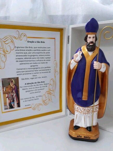 Caixa com São Brás - Protetor das doenças da garganta.