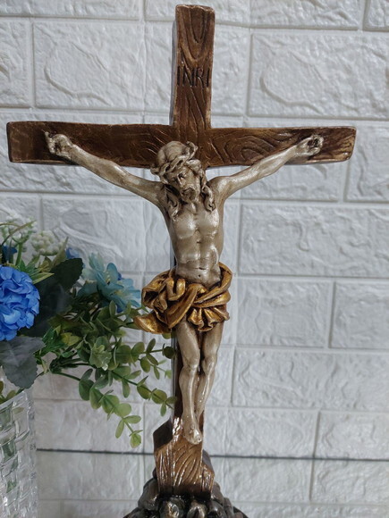 Crucifixo de Mesa , 40cm , Jesus Crucificado , Cruz