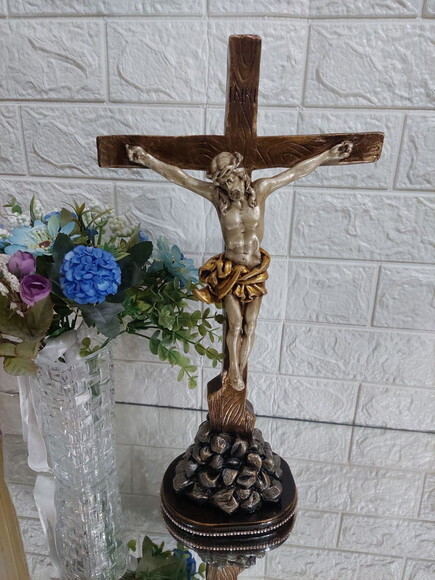 Crucifixo de Mesa , 40cm , Jesus Crucificado , Cruz
