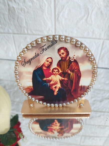Enfeite de Mesa da Sagrada Família em mdf , Lembrancinha