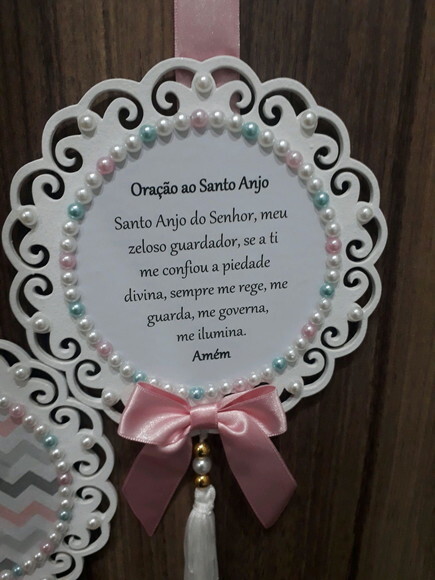 Escapulario de porta com Espírito Santo e oração Santo Anjo