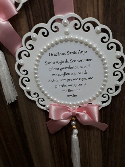 Escapulario de porta com nome e oração Santo Anjo