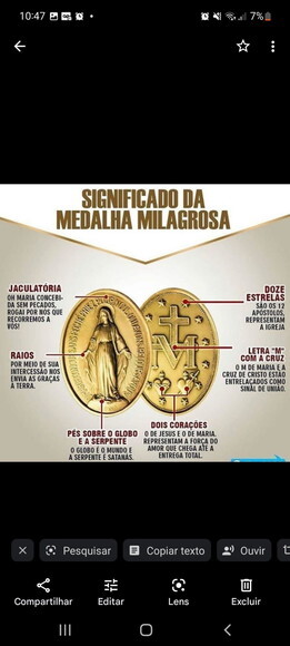 Medalha Milagrosa de Nossa Senhora das Graças, dourada