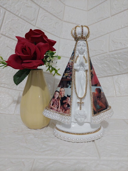 Nossa Senhora Aparecida 20 cm com Fotos da Família