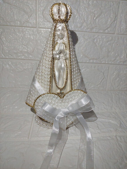 Nossa Senhora Aparecida 20cm , com Coração Porta Alianças