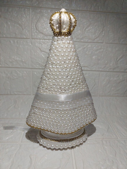 Nossa Senhora Aparecida 20cm , com Coração Porta Alianças