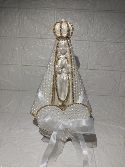 Nossa Senhora Aparecida 20cm , com Coração Porta Alianças
