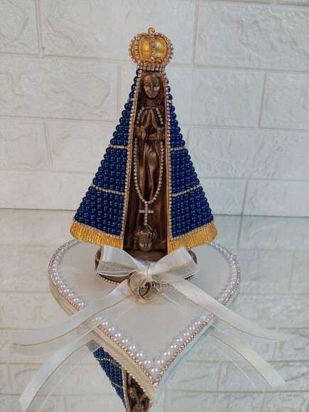 Nossa Senhora Aparecida 20cm, Com Base, Porta Alianças