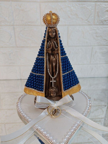 Nossa Senhora Aparecida 20cm, Com Base, Porta Alianças
