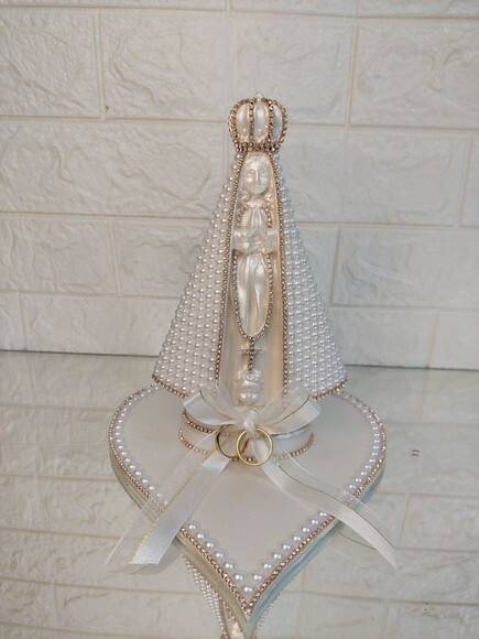 Nossa Senhora Aparecida 20cm, Com Base, Porta Alianças