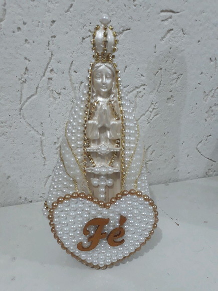 Nossa Senhora Aparecida 20cm, com coração Fé