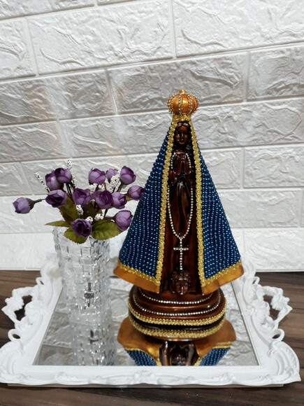 Nossa Senhora Aparecida 30cm com pérolas