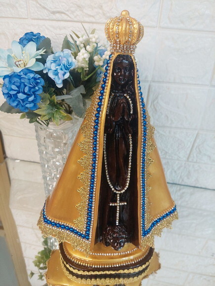 Nossa Senhora Aparecida 30cm, Dourada , Bodas de Ouro