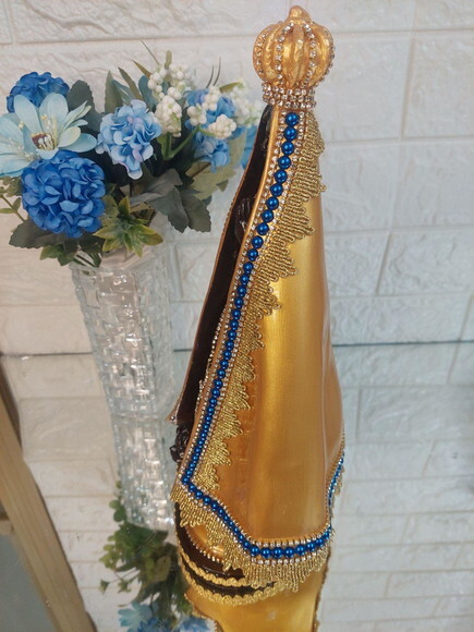 Nossa Senhora Aparecida 30cm, Dourada , Bodas de Ouro