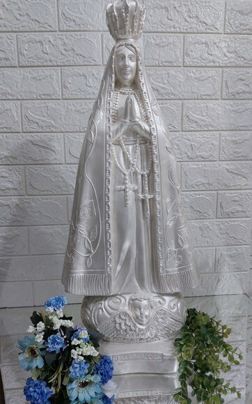 Nossa Senhora Aparecida 65cm, Perolizada, Casamento, Noiva