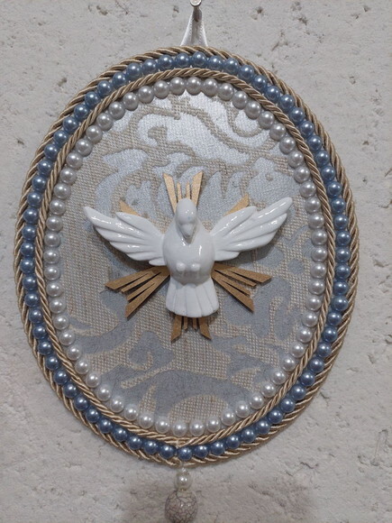 Pingente de porta oval com Espírito Santo